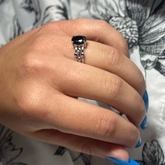 - 🖤Beautiful 925 Sterling Silver Black Obsidian Layered Ring - Picture 6 of 16